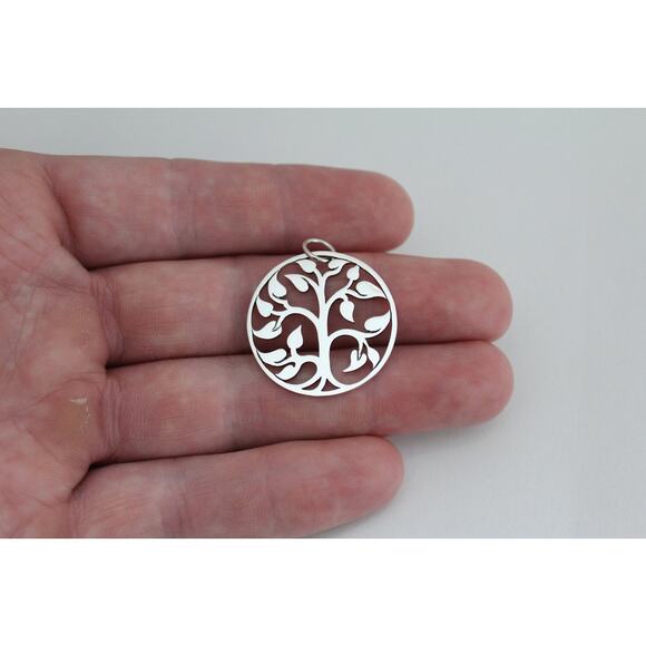 Sterling Silver Openwork Tree of Life Charm, Silver Openwork Tree of Life Charm - Picture 1 of 4